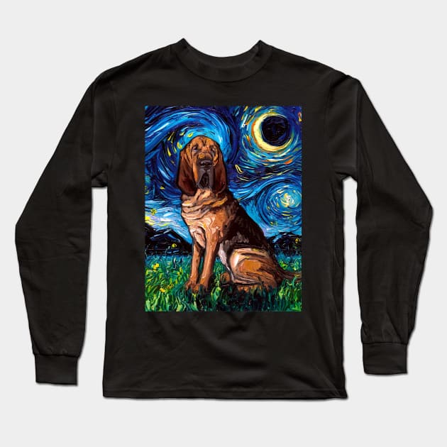 Bloodhound Night Long Sleeve T-Shirt by sagittariusgallery